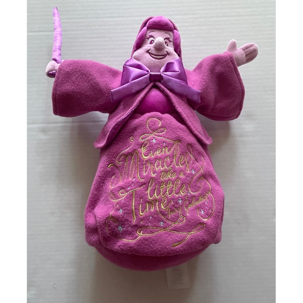 Disney Store Wisdom Collection Fairy Godmother Pink Plush Cinderella 12/12